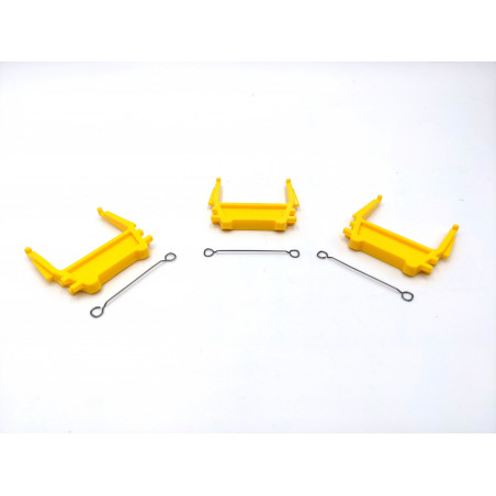 (3) Yellow Pipe Brackets with Wires for American Flyer No. 911 Gondolas