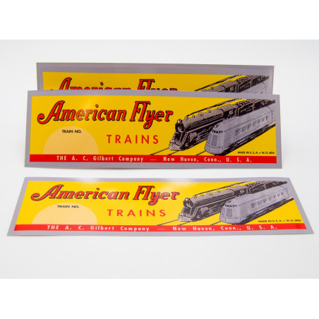 (4) Milwaukee Flyer Reproduction of American Flyer '2 Train' Box Stickers